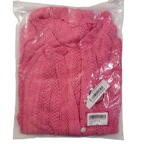 Cardi Womens Med Pink/Rose Button-Up Lightweight Knit Design New in Bag - Picture 7 of 7